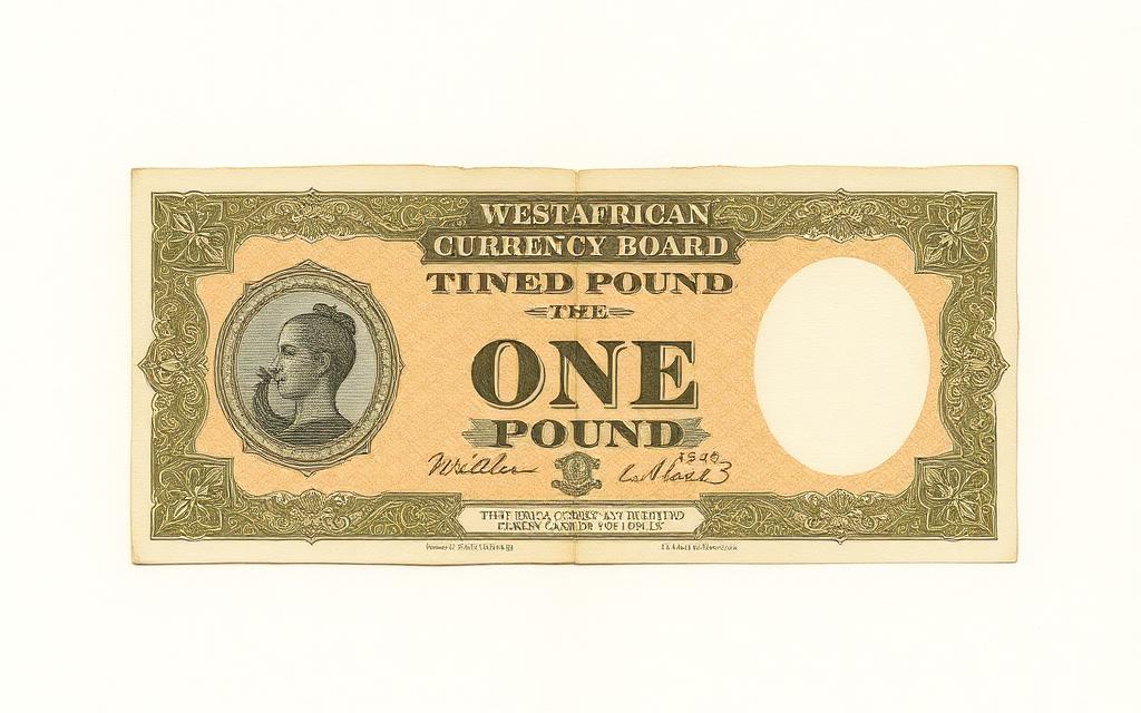 Archival illustration of a colonial West African Currency Board one pound banknote